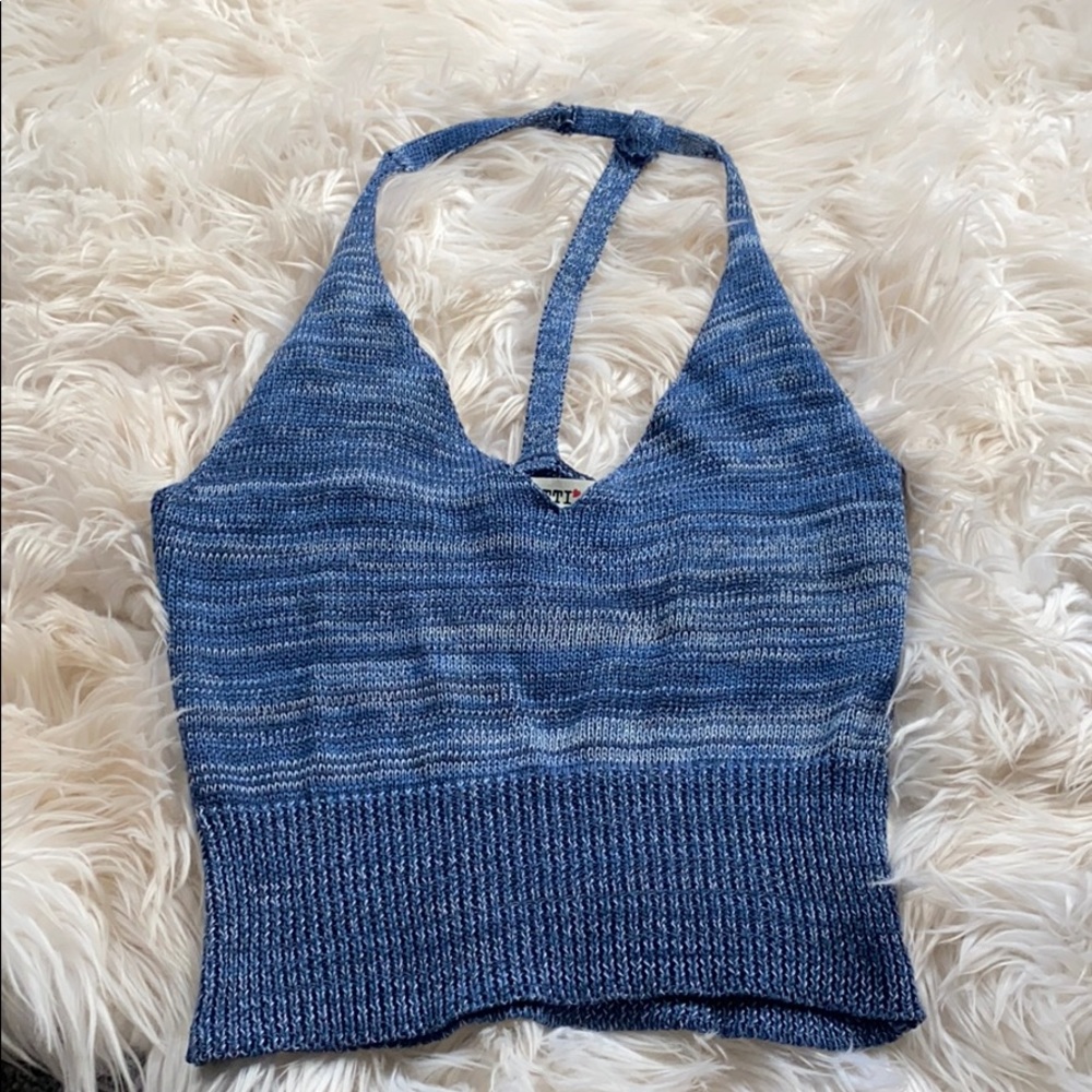 Blue knitted tank top